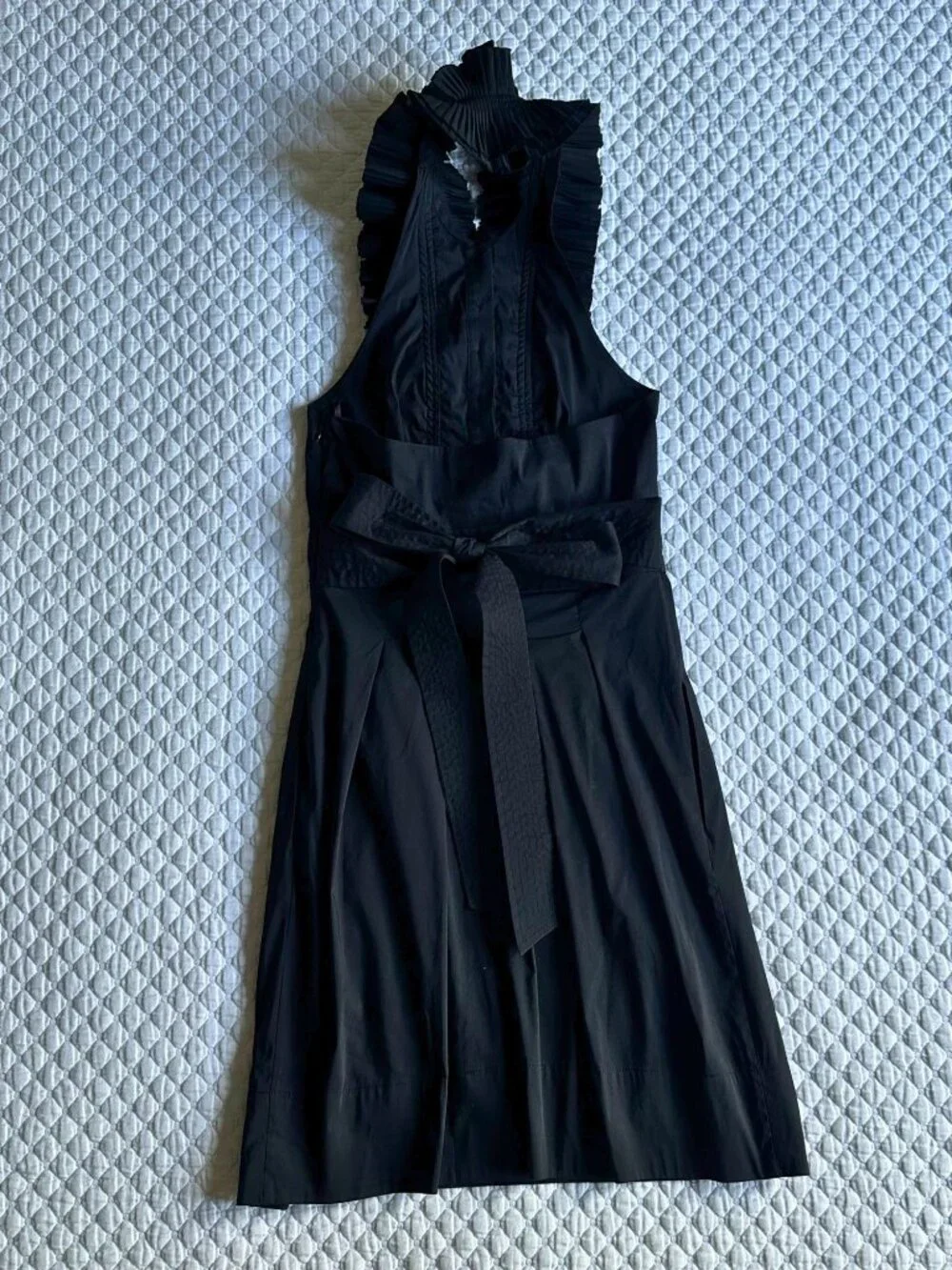 BCBGMAXAZRIA Dress Black Ruffle Halter Mini Pleated Cocktail Dress Size 0 - Picture 3 of 8